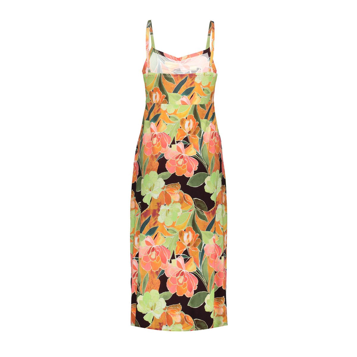 67151 - 60 Jurk Lang Print Coral Groen - Castelijn mode
