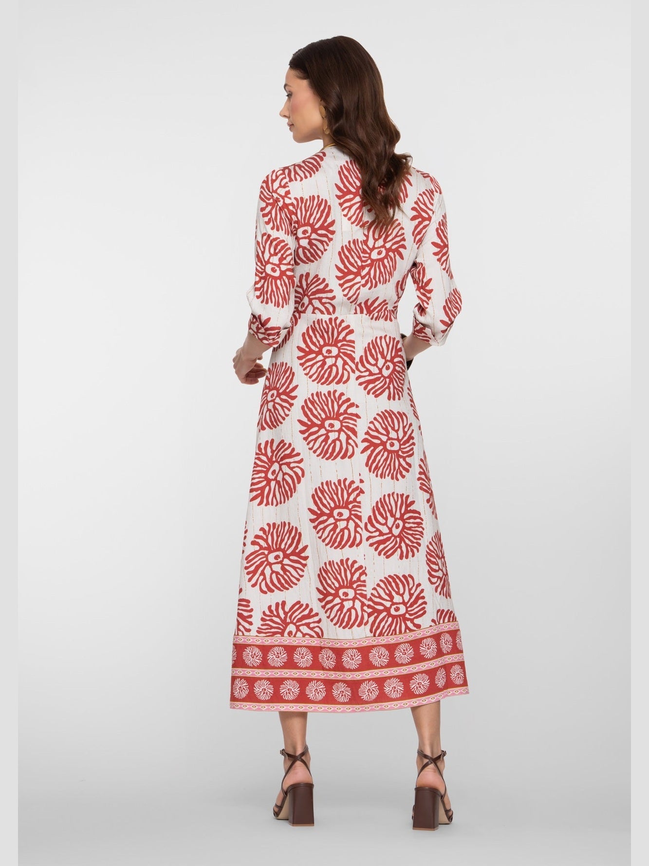 67330 - 26 Jurk Print Rood Ecru - Castelijn mode