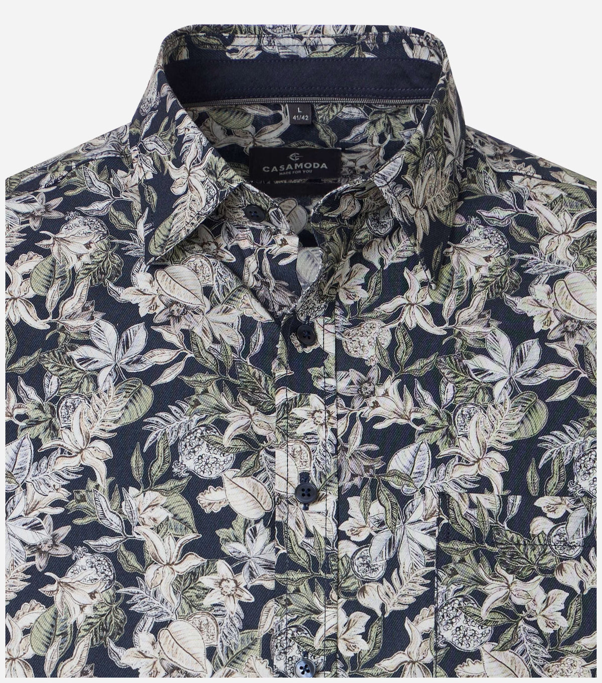 Casa Moda Overhemd Tropenprint Donkerblauw - Castelijn mode
