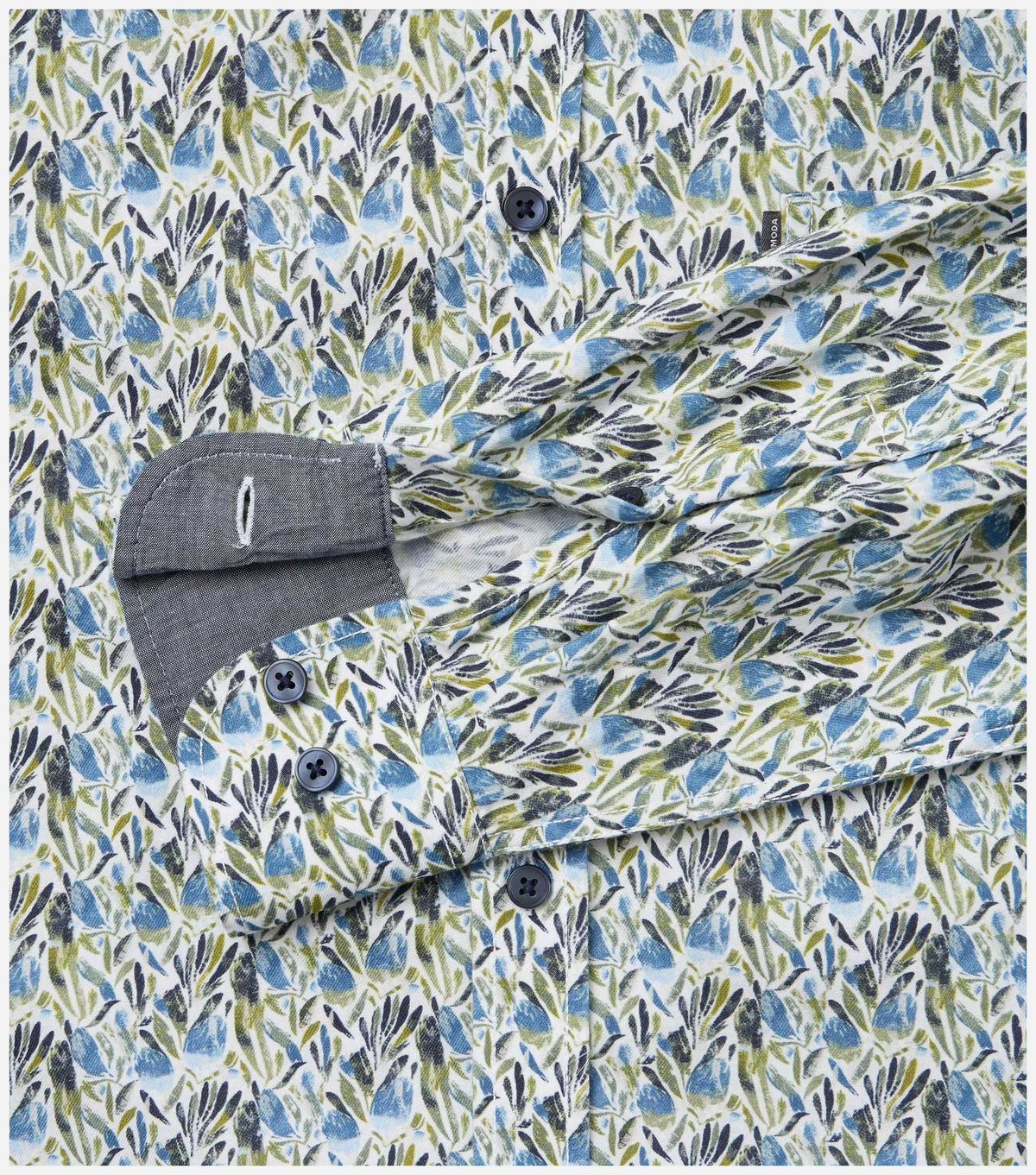 Casa Moda Overhemd Bladerprint Groen/Blauw - Castelijn mode