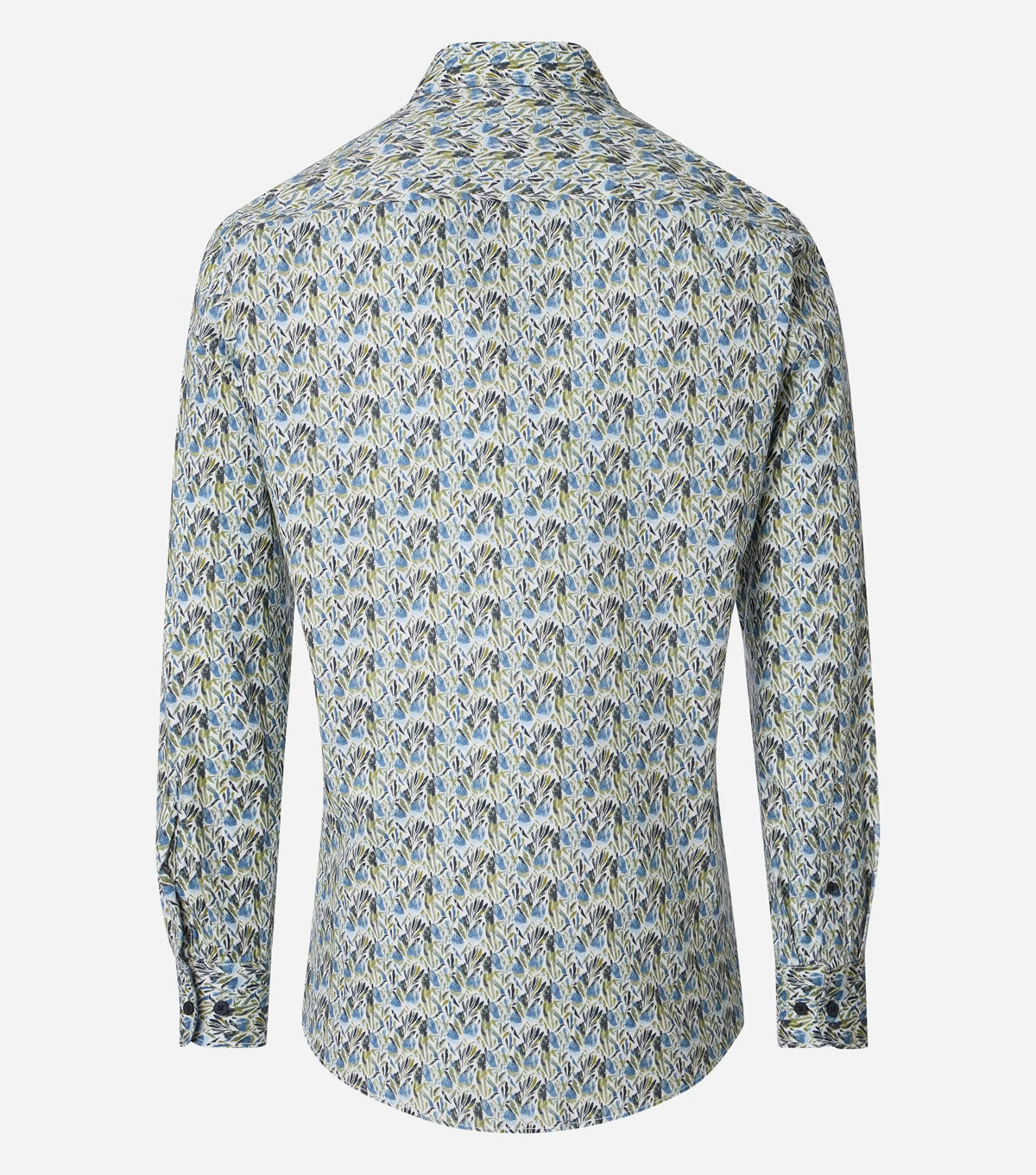 Casa Moda Overhemd Bladerprint Groen/Blauw - Castelijn mode