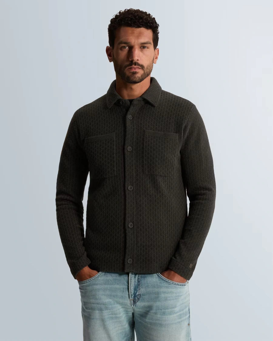 Gebreid Overshirt Jacquard Antraciet