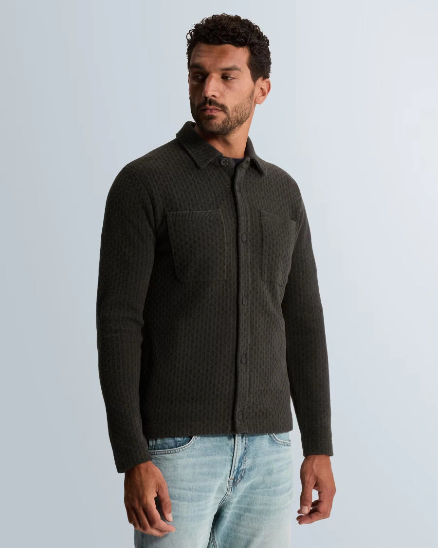 Gebreid Overshirt Jacquard Antraciet