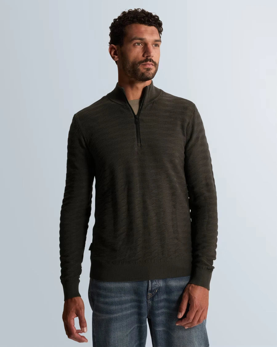 Half Zip Trui Structuur Antraciet