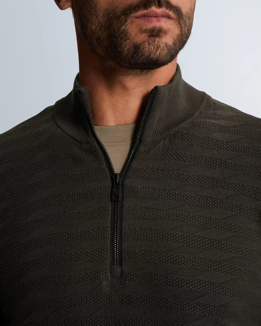 Half Zip Trui Structuur Antraciet