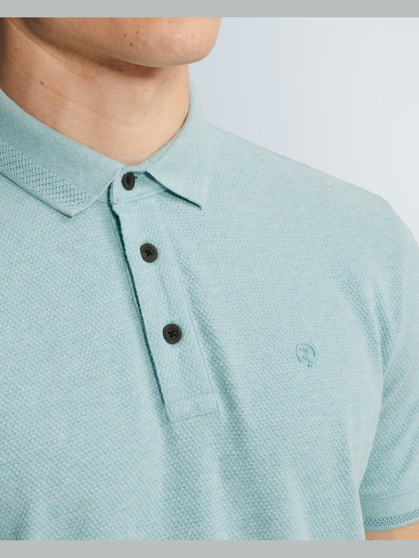 Polo Structuur Slim Fit Blauw