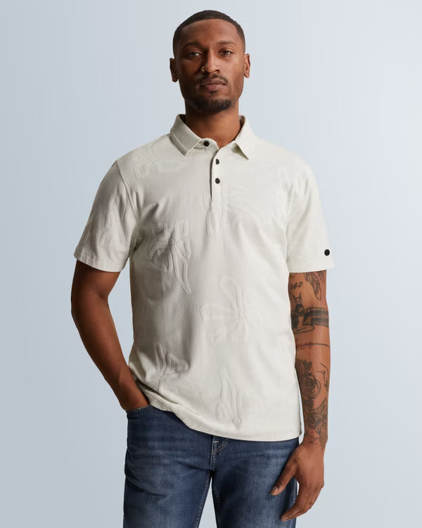 polo ecru met jacquardpatroon