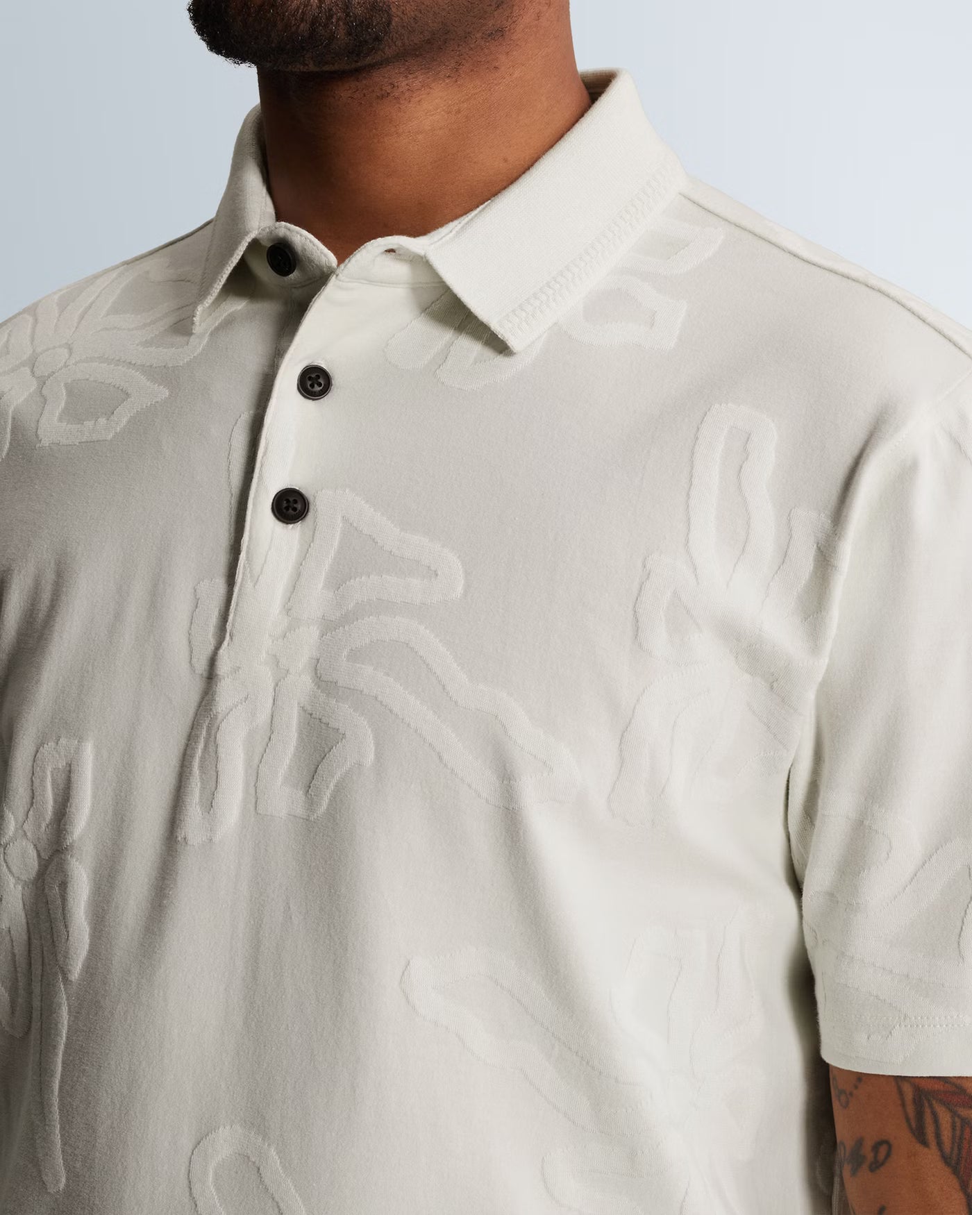 Polo ecru met jacquardpatroon - Castelijn mode