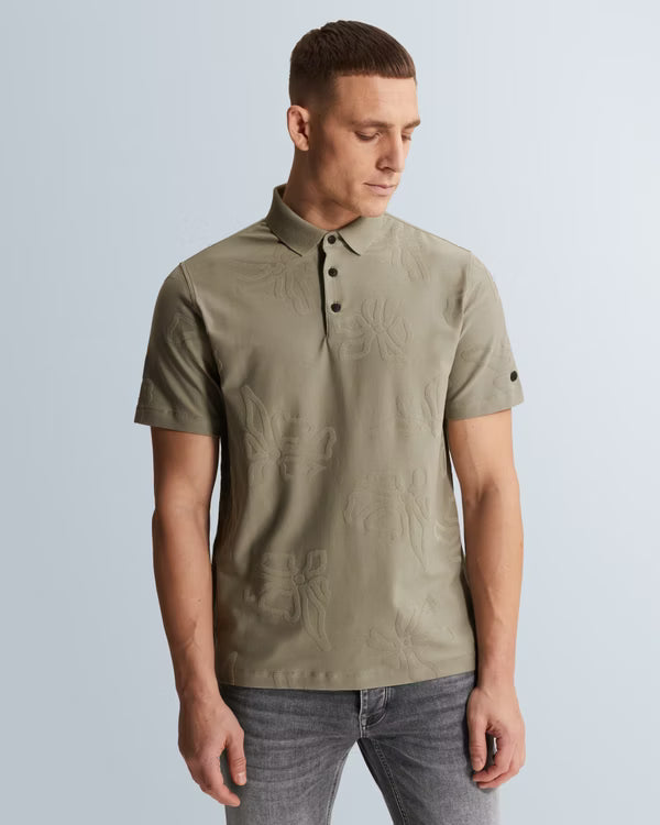 Groene polo met jacquard patroon Vetiver