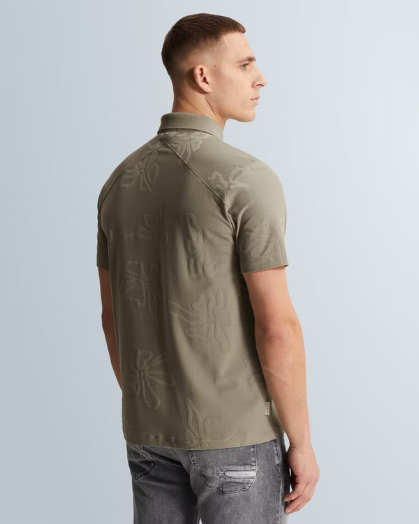 Groene polo met jacquard patroon Vetiver