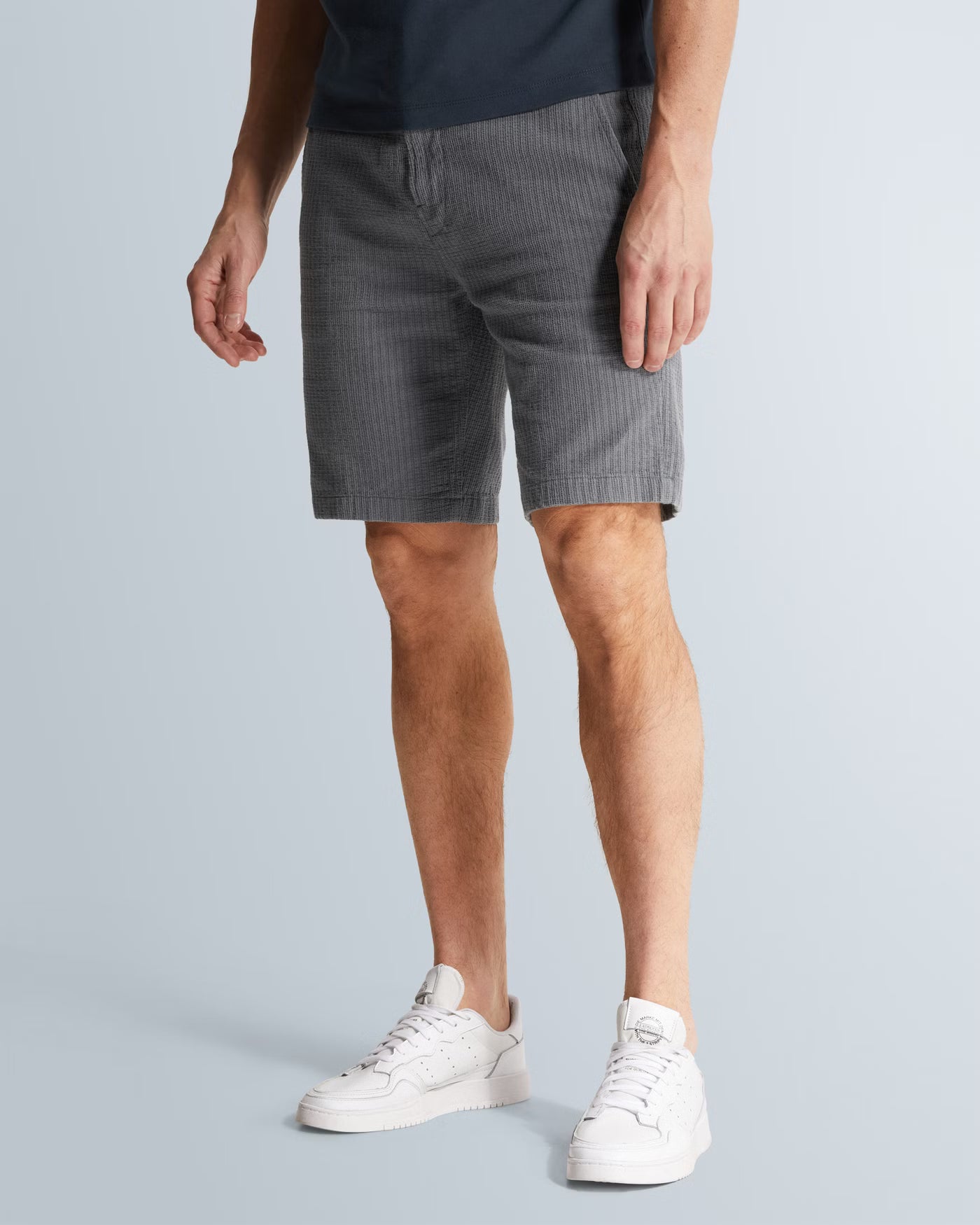 chino short grijsblauw katoen linnen