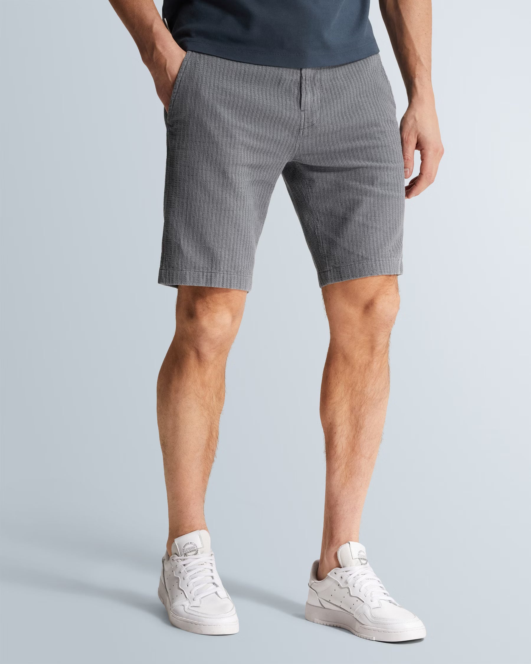chino short grijsblauw katoen linnen