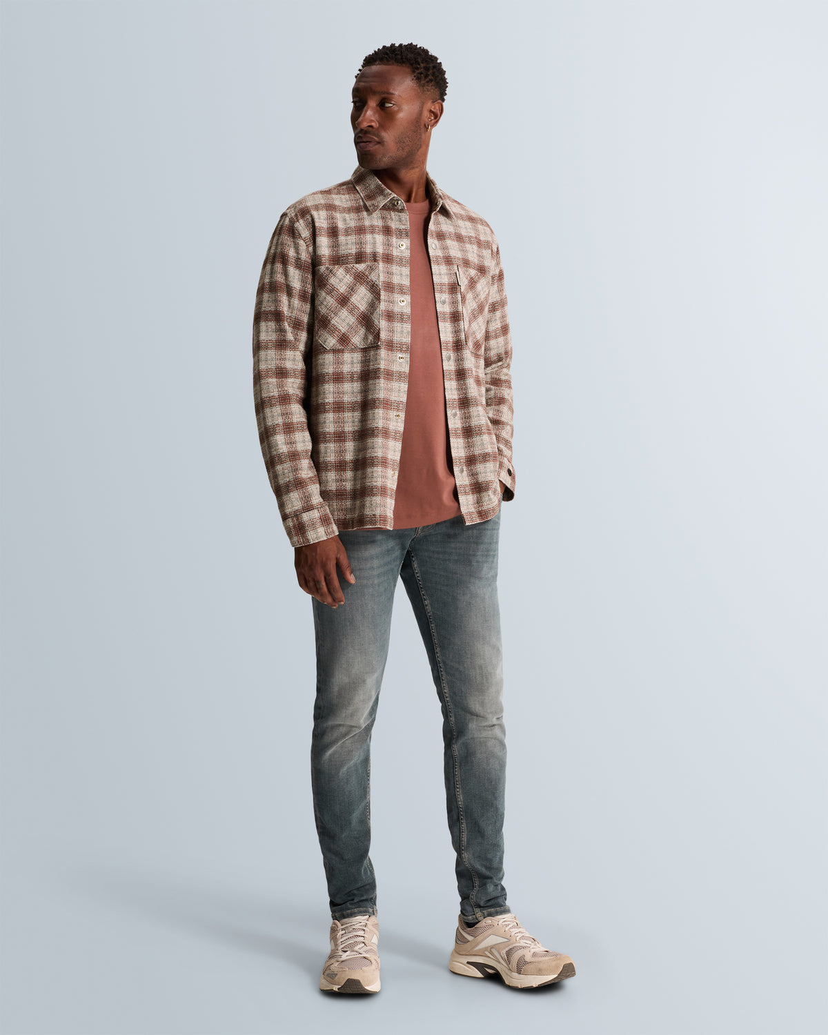 Cast Iron overshirt grijs – detail ruitpatroon