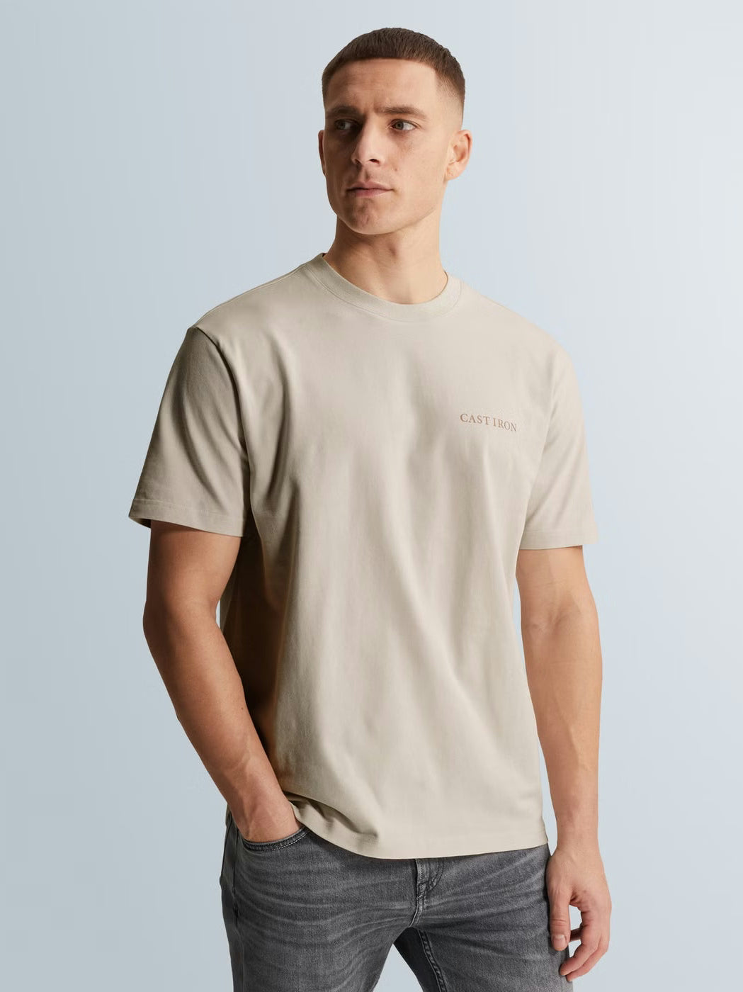 CTSS2603512-7178 T-shirt met backprint beige - Castelijn mode