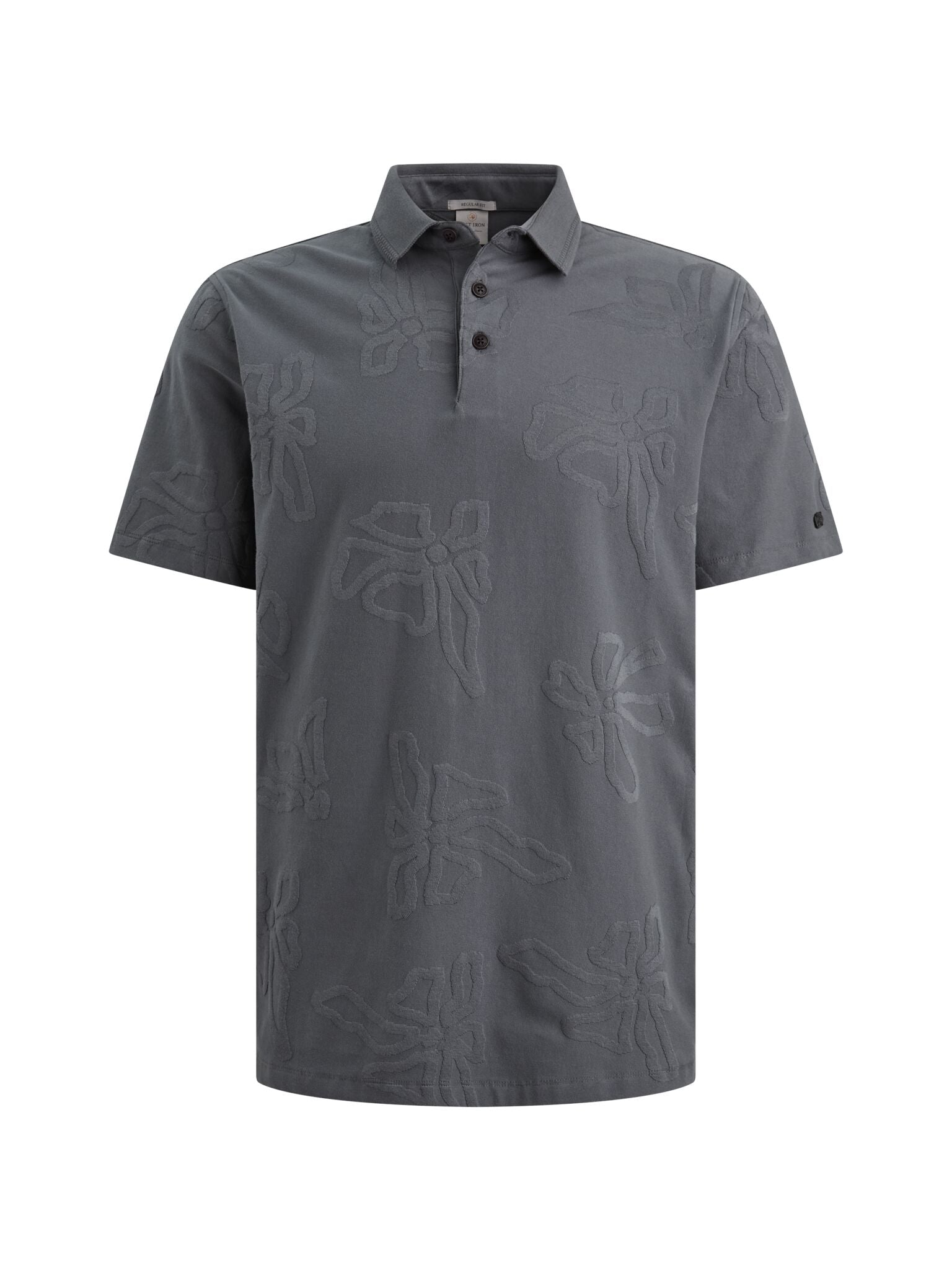 Grijsblauwe polo met jacquard patroon Turbulence