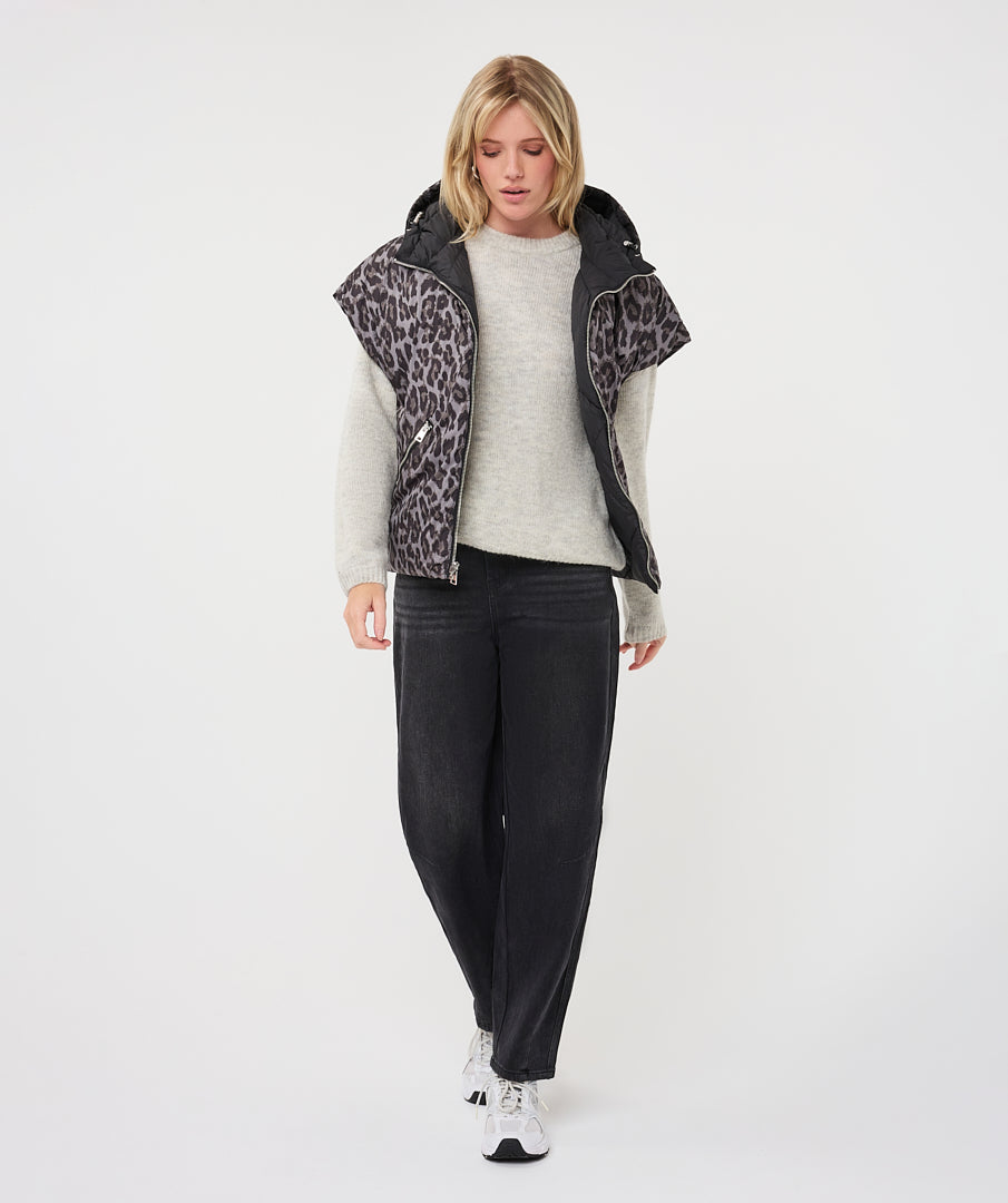 Omkeerbare Bodywarmer Luipaard Zwart