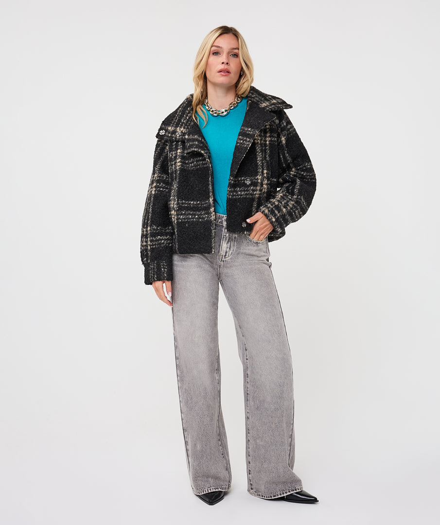 Jas Ruit Boucle Zwart