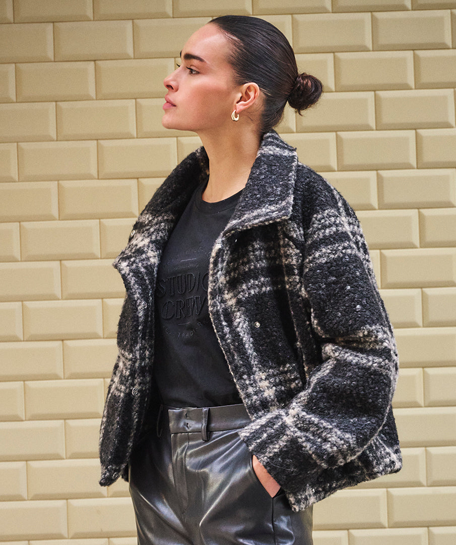 Jas Ruit Boucle Zwart