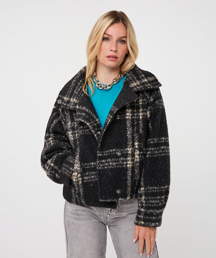 Jas Ruit Boucle Zwart