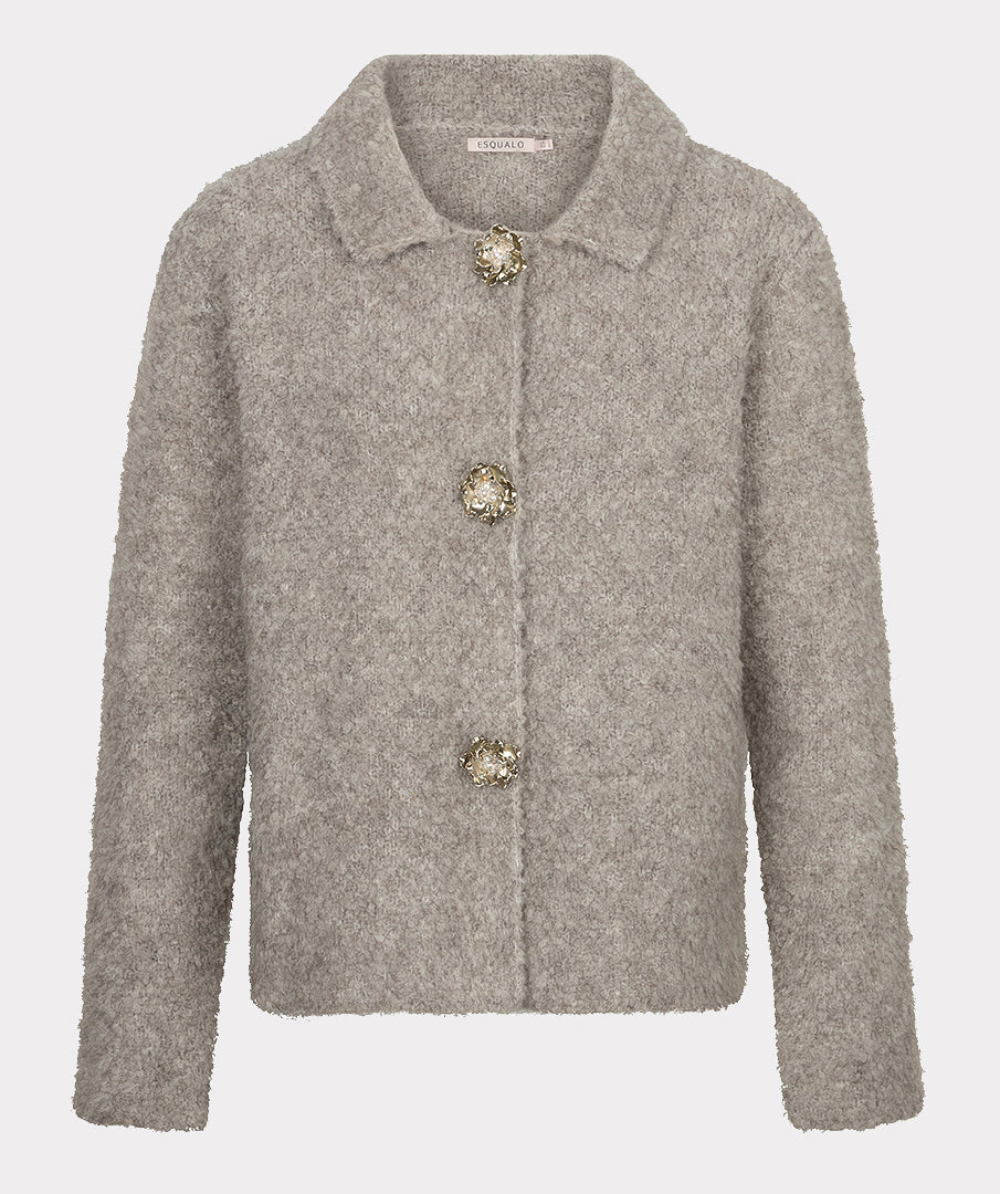 Vest Bouclé Sierknopen Taupe