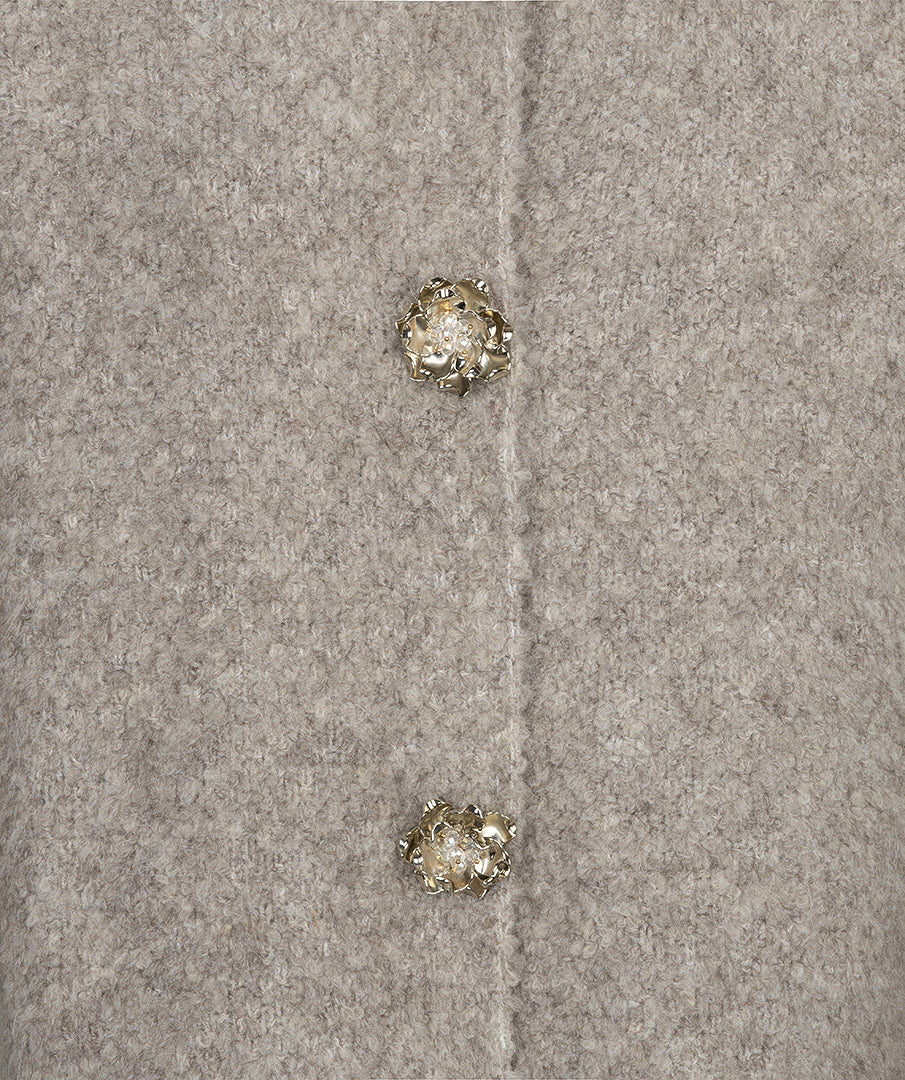 Vest Bouclé Sierknopen Taupe