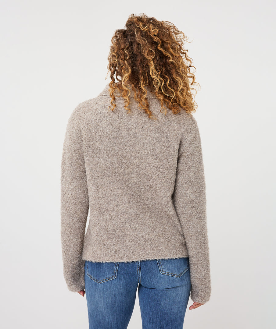 Vest Bouclé Sierknopen Taupe