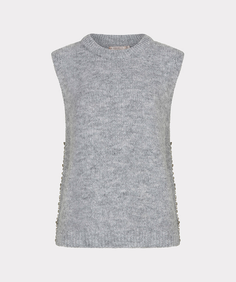 Gilet Strass Lichtgrijs