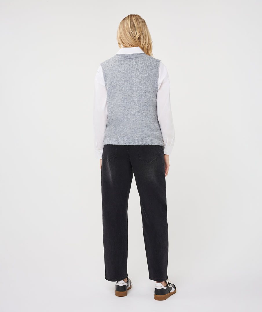 Gilet Strass Lichtgrijs