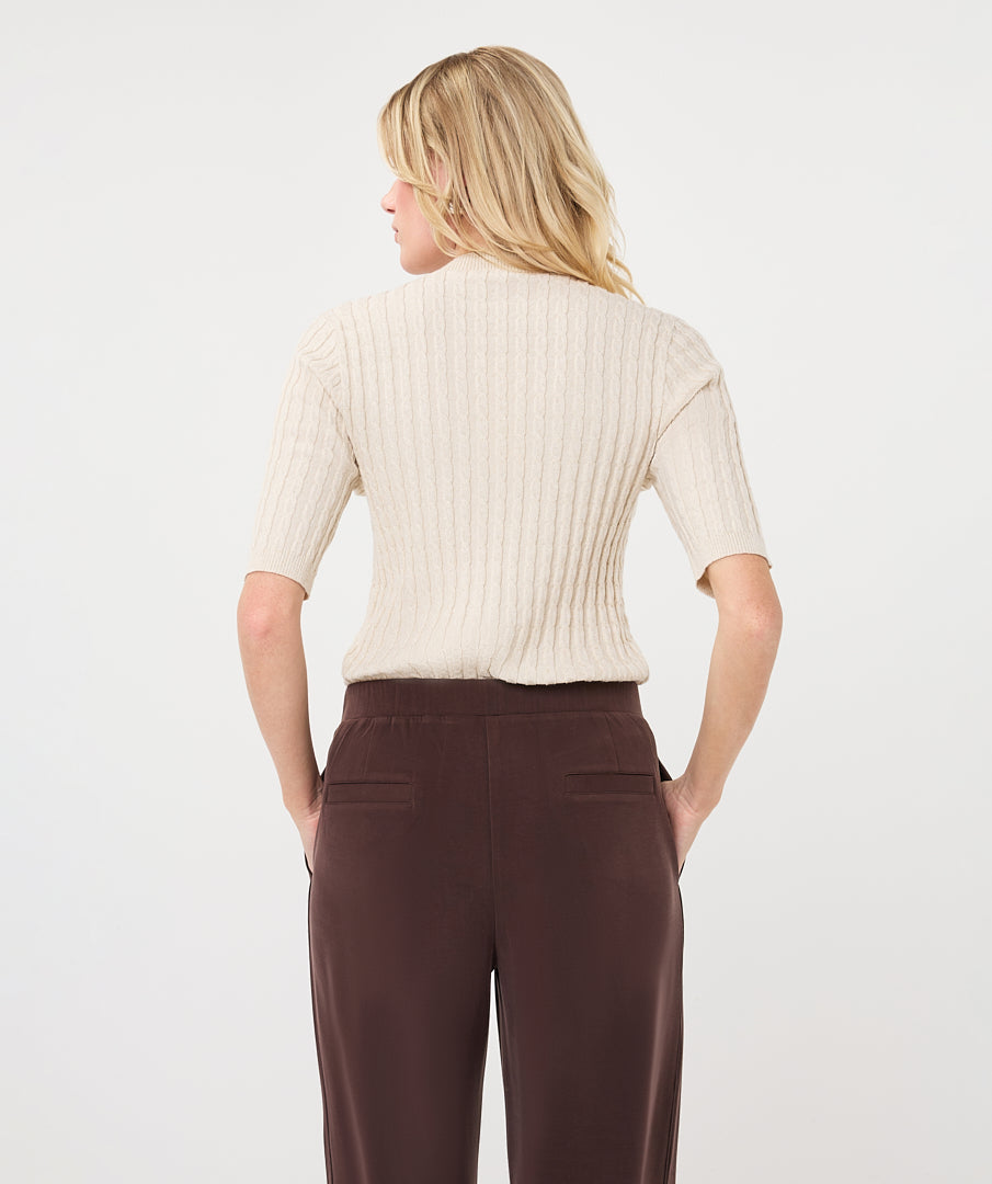 Trui Kabel Korte Mouw Beige