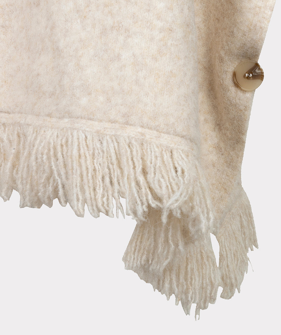 Poncho Col Franjes Beige