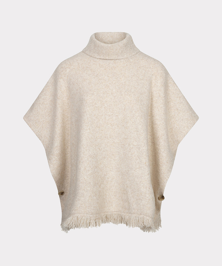 Poncho Col Franjes Beige
