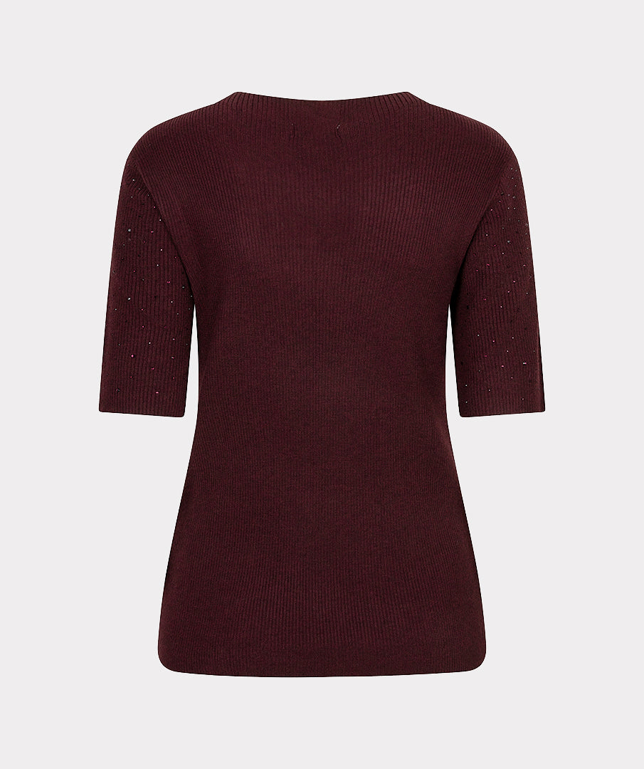 Trui Studs Korte Mouw Bordeaux