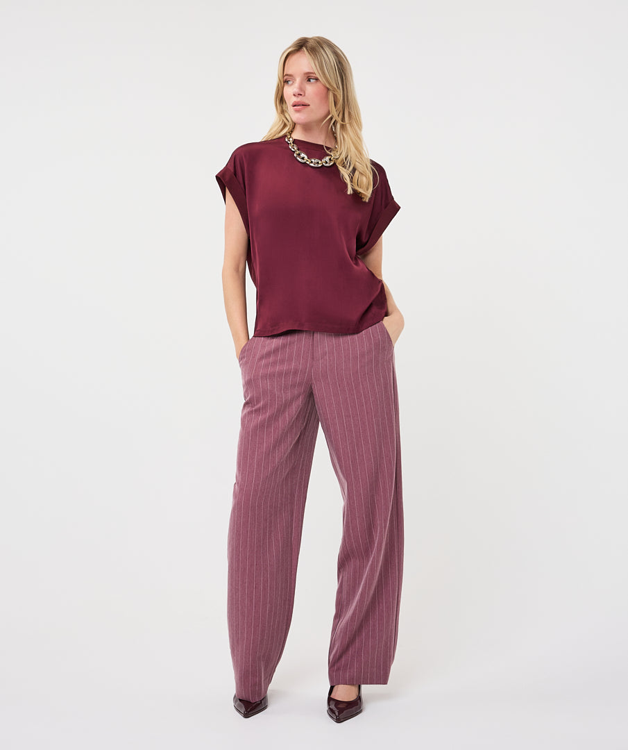 T-shirt Satijn Bordeaux