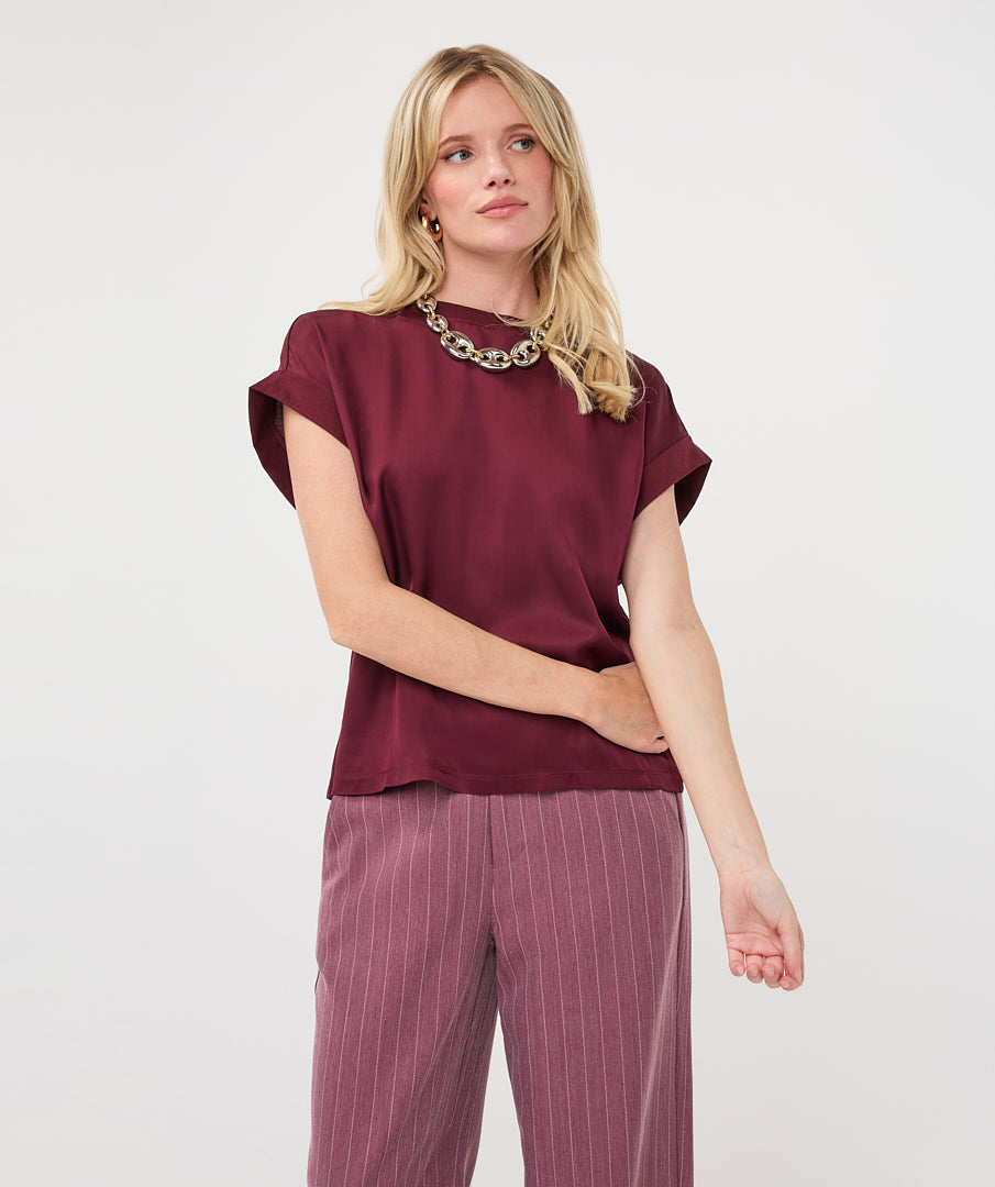 T-shirt Satijn Bordeaux