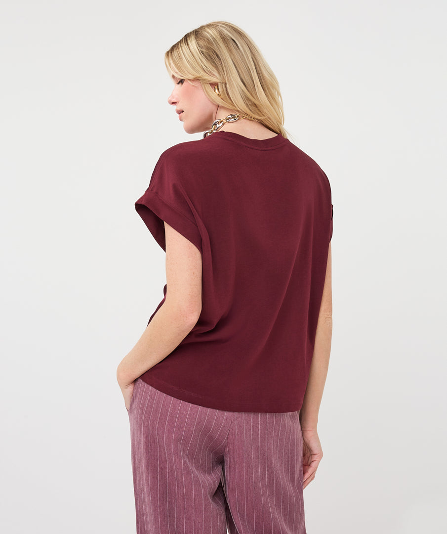 T-shirt Satijn Bordeaux