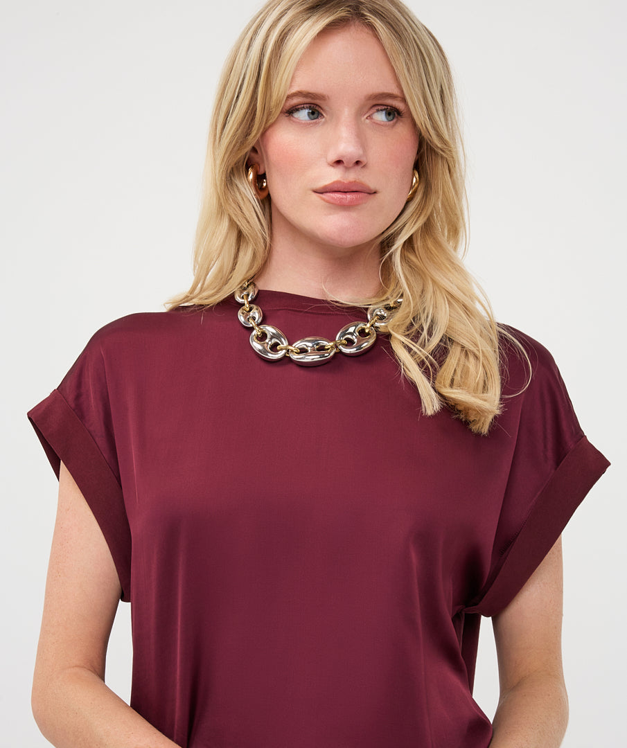 T-shirt Satijn Bordeaux