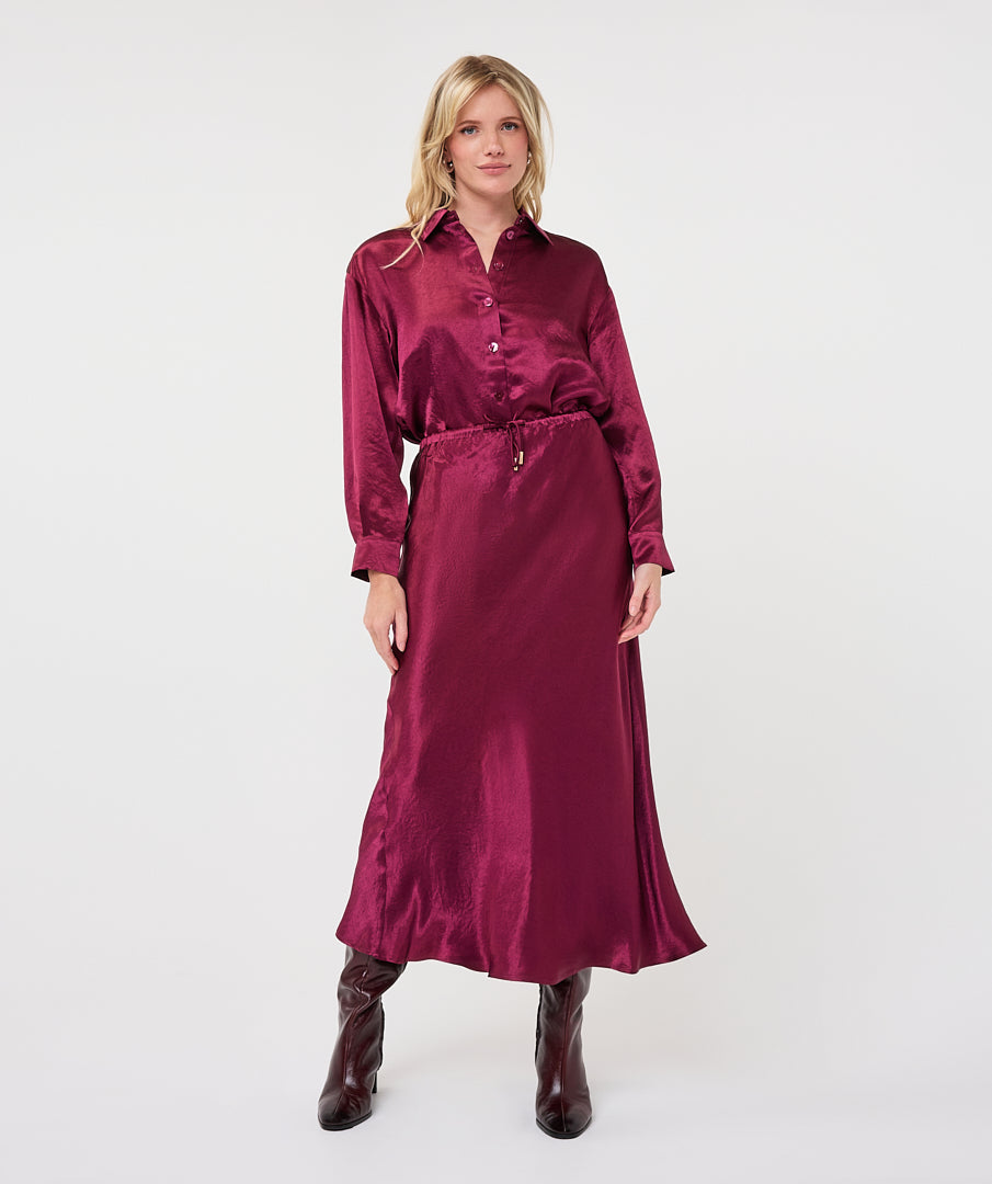 Blouse Oversized Satijn Bordeaux