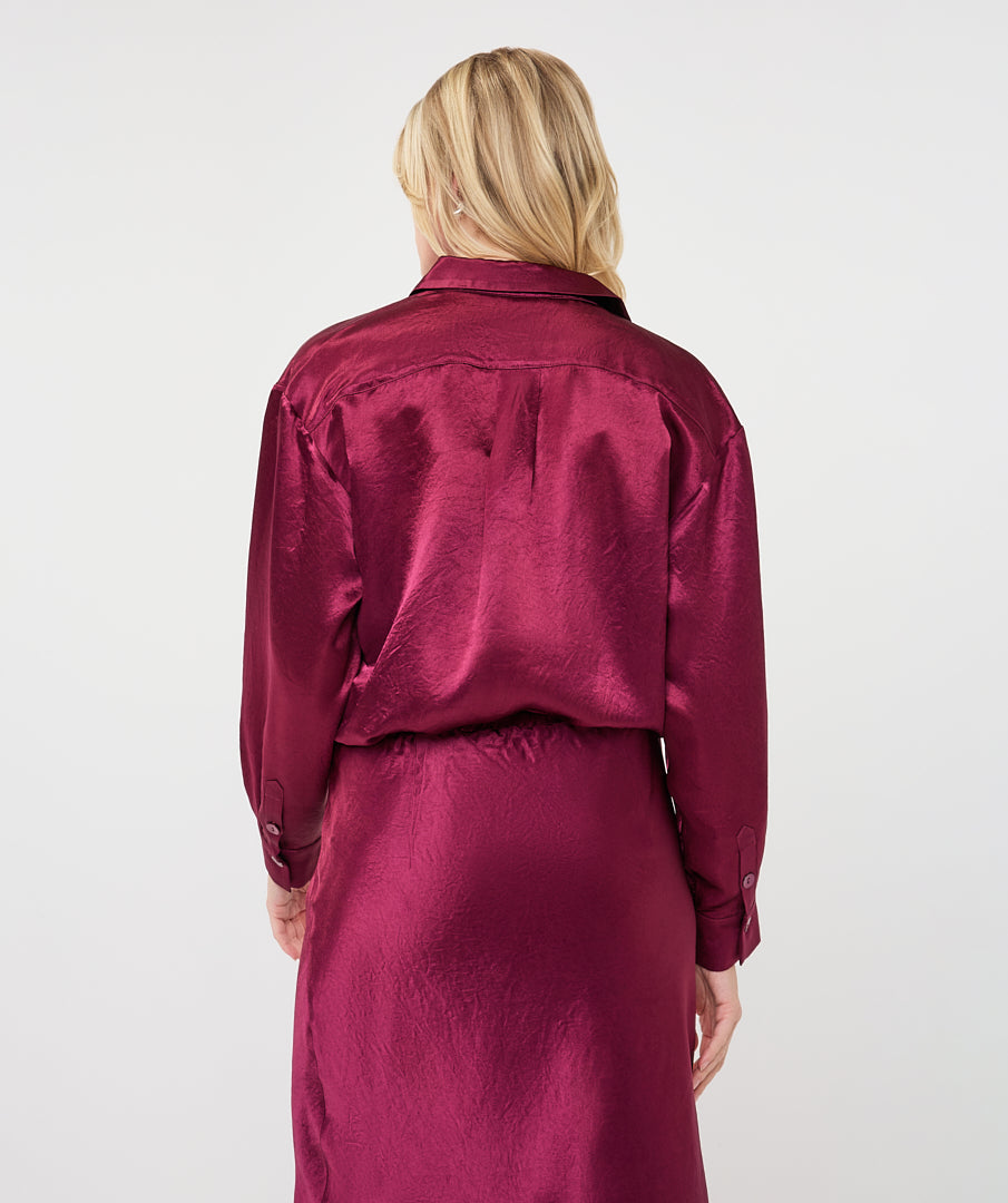 Blouse Oversized Satijn Bordeaux