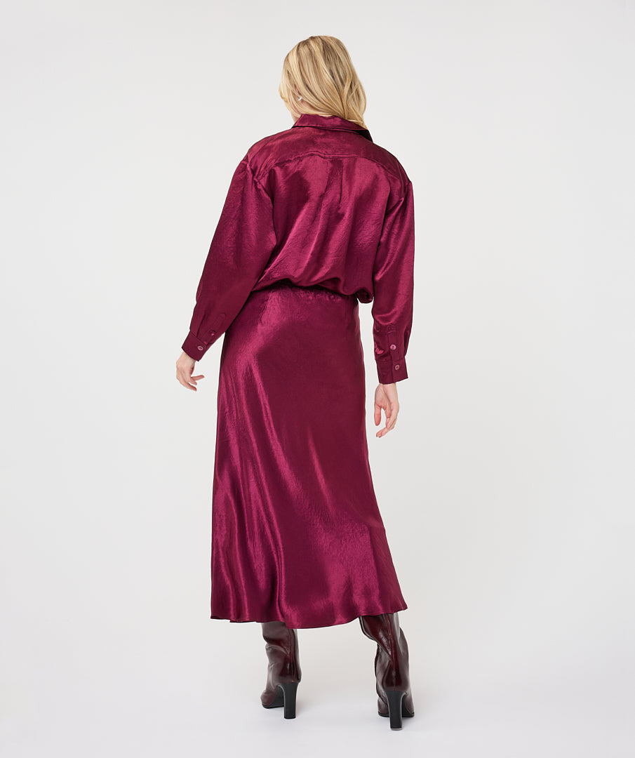 Blouse Oversized Satijn Bordeaux