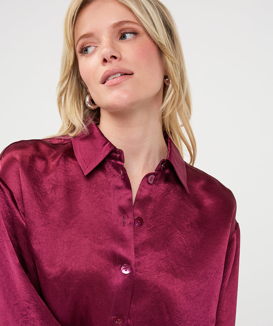 Blouse Oversized Satijn Bordeaux