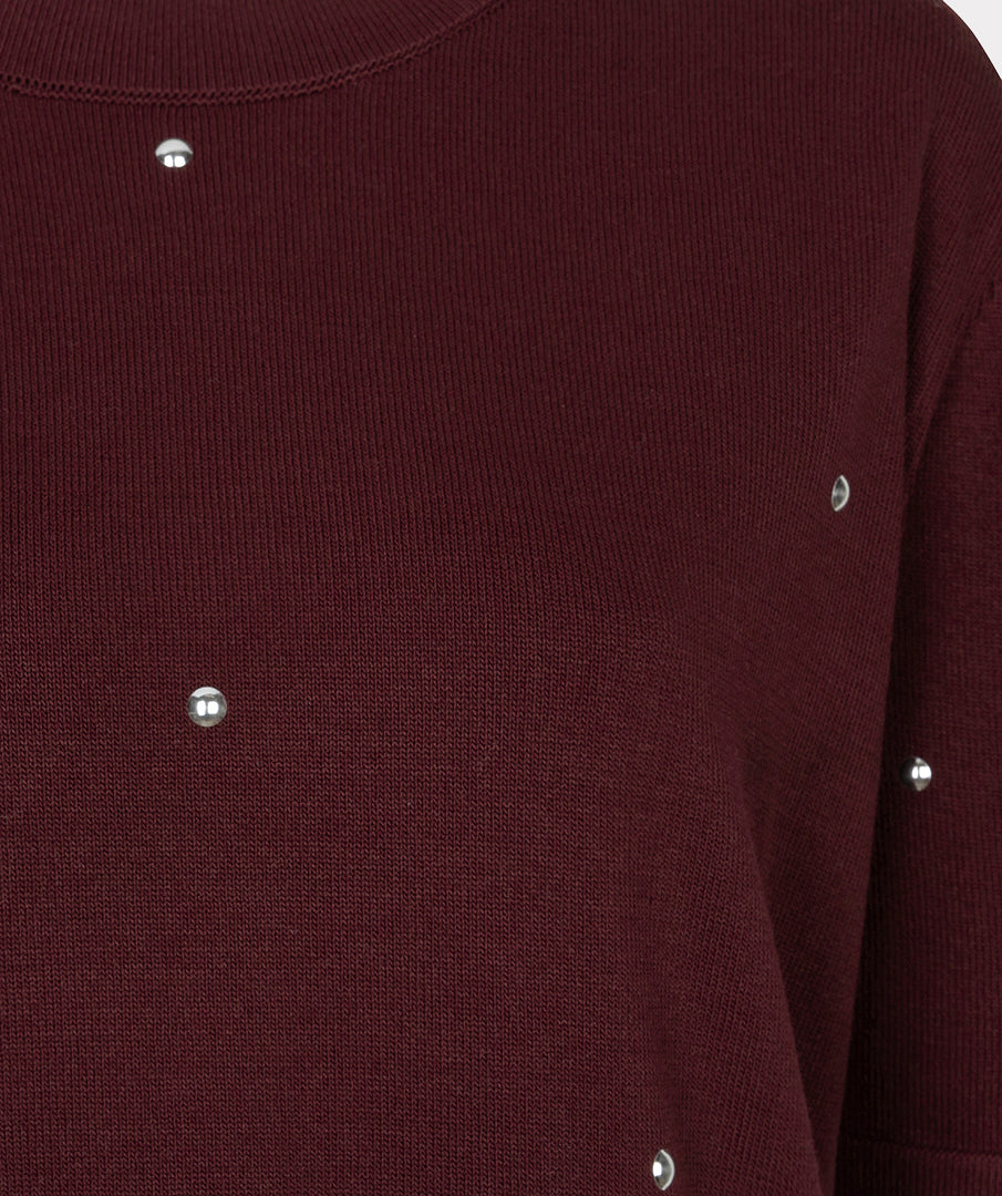 Trui Zilveren Studs Bordeaux