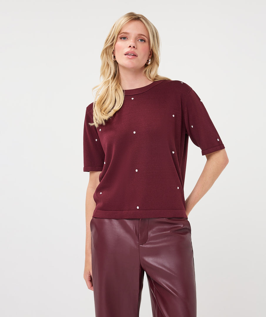 Trui Zilveren Studs Bordeaux