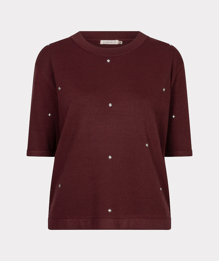 Trui Zilveren Studs Bordeaux
