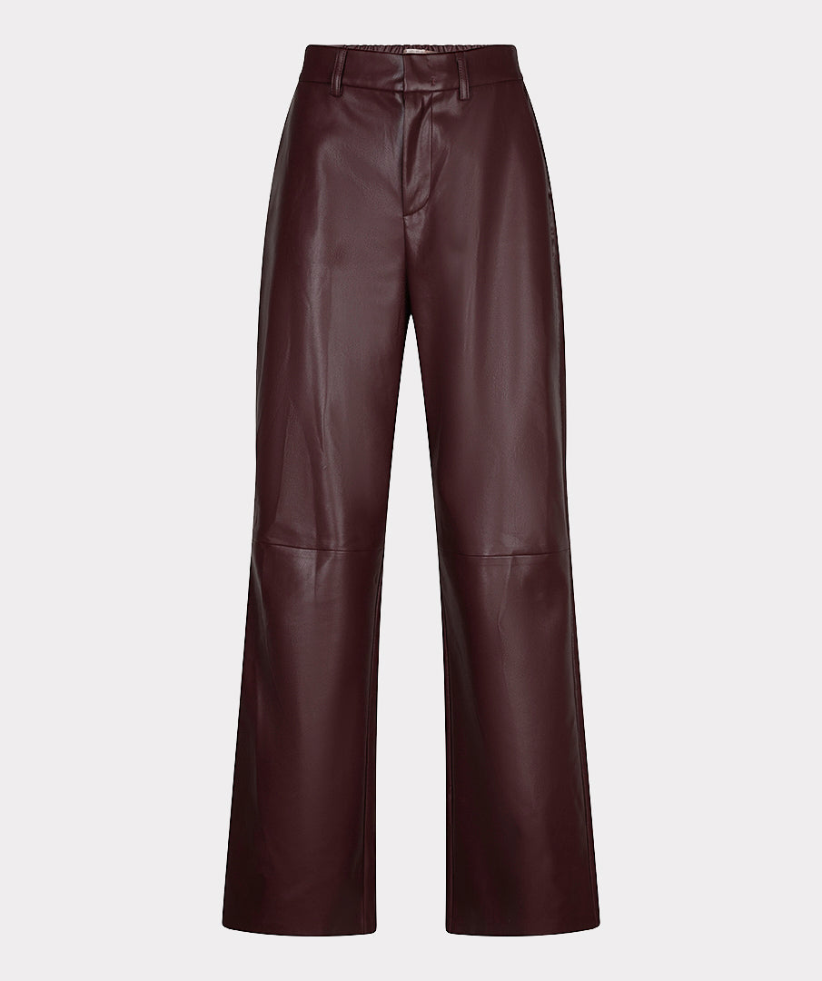 Wijde Broek Leatherlook Bordeaux