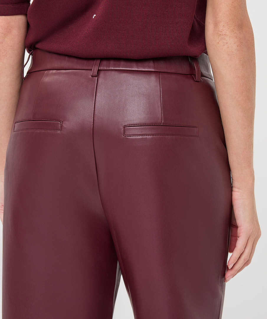 Wijde Broek Leatherlook Bordeaux