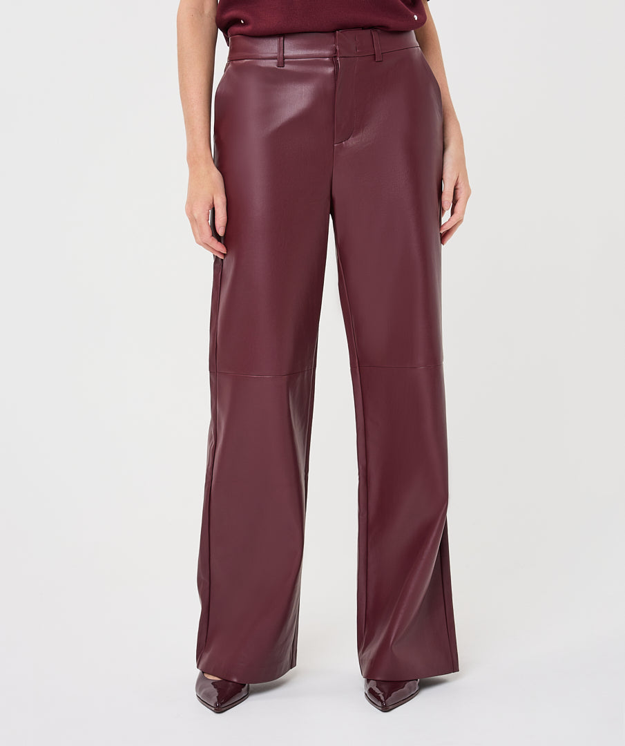 Wijde Broek Leatherlook Bordeaux