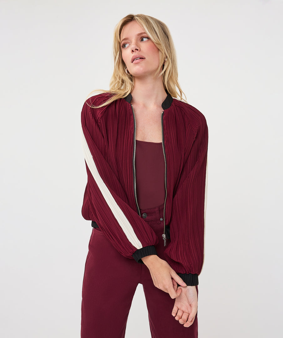 Bomber Plisse Bordeaux