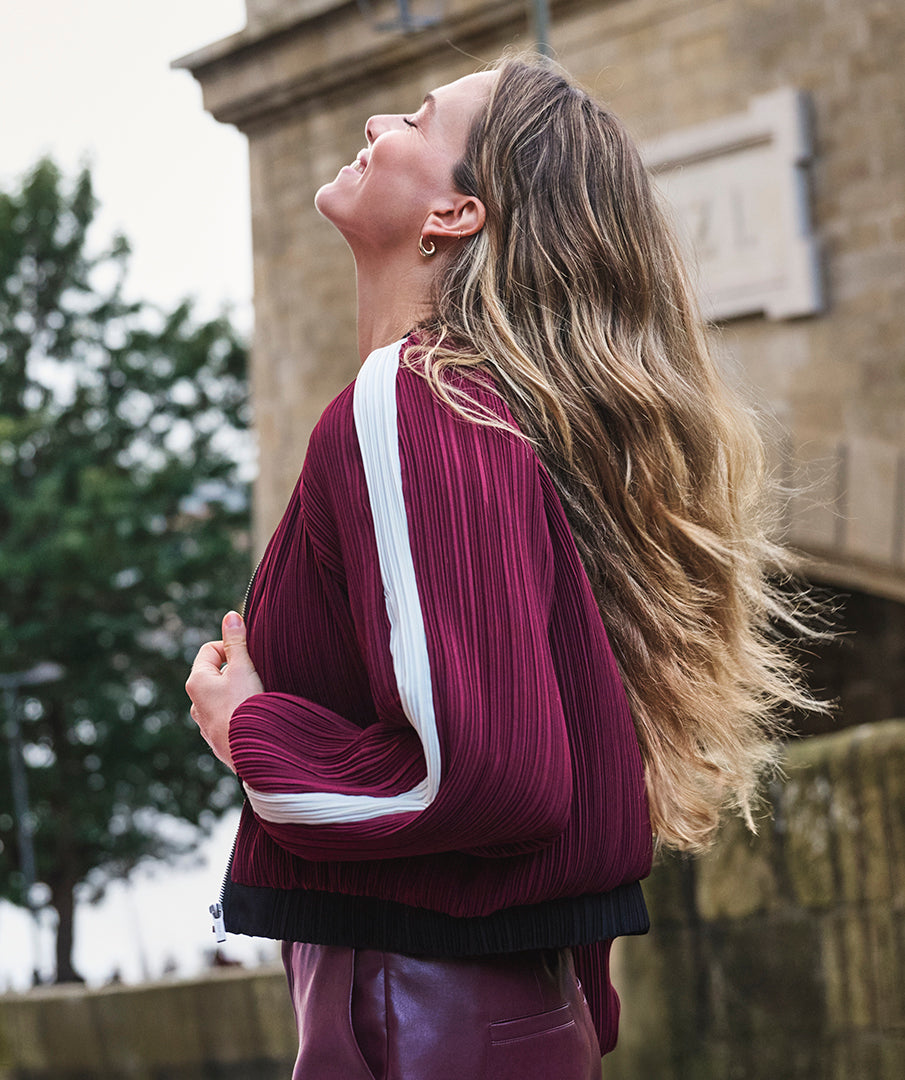 Bomber Plisse Bordeaux