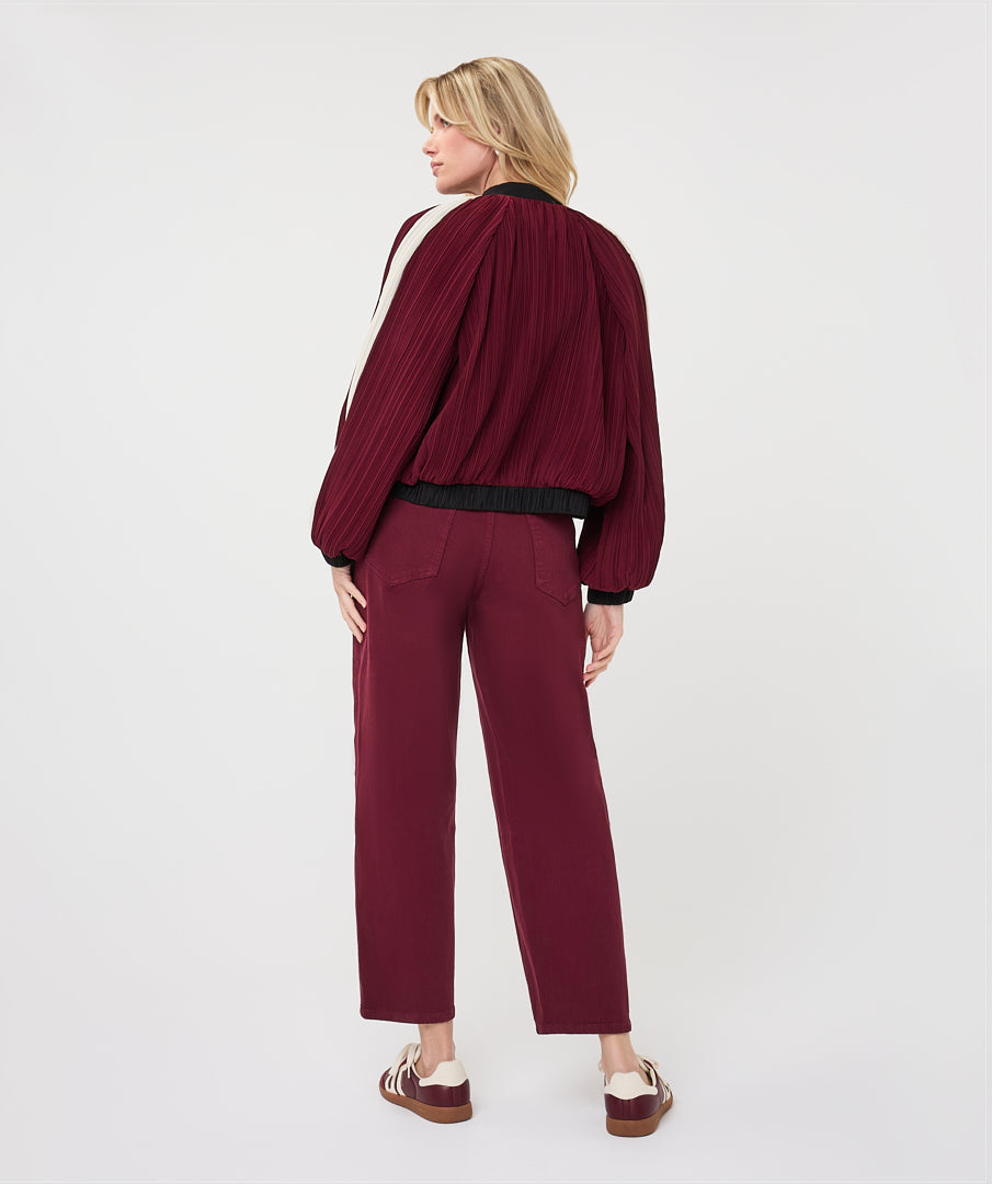 Bomber Plisse Bordeaux