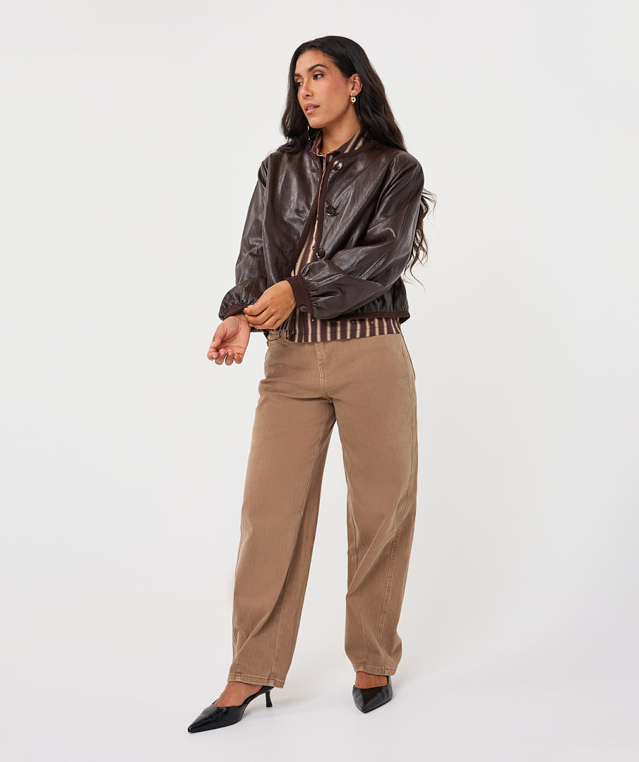 Korte Jas Leatherlook Bruin